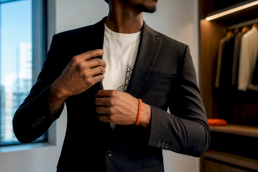 Professional layering subtle Afro streetwear