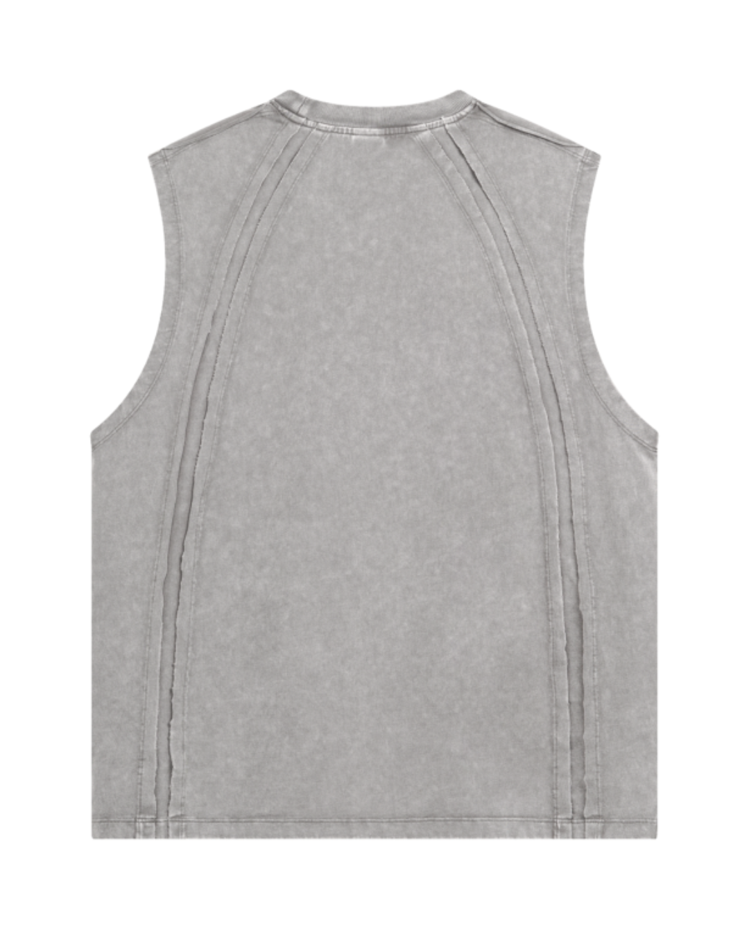 GREY WASHED CURVED SEAM SLEEVELESS TEE