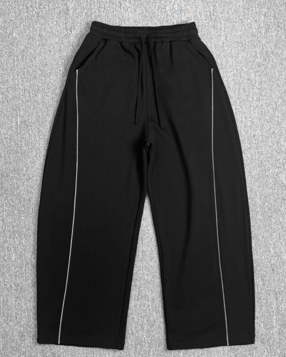 Black CURVED WIDE-LEG SWEATPANTS