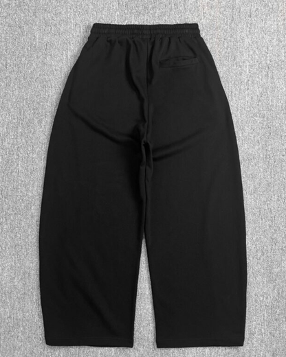 Black CURVED WIDE-LEG SWEATPANTS
