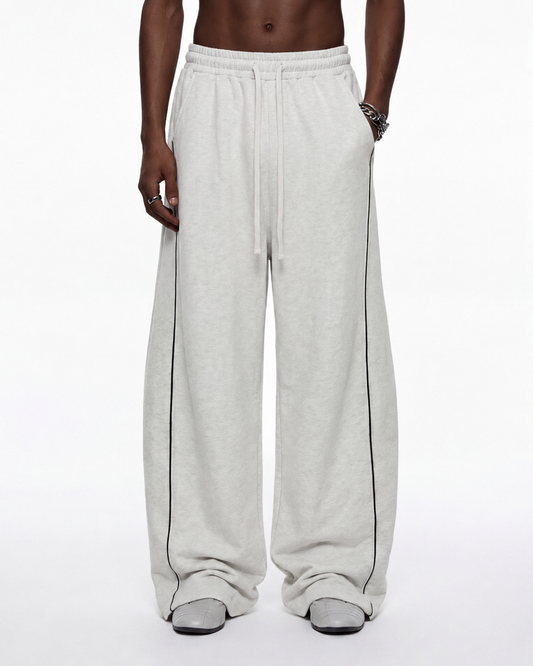 Grey CURVED WIDE-LEG SWEATPANTS