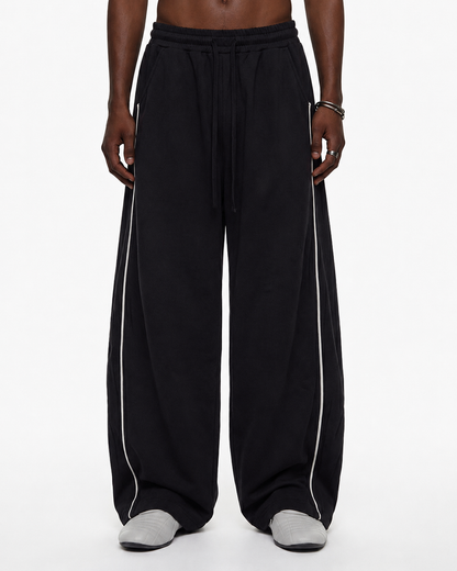 Black CURVED WIDE-LEG SWEATPANTS