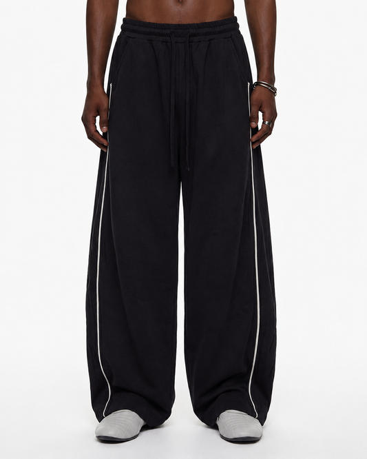 Black CURVED WIDE-LEG SWEATPANTS