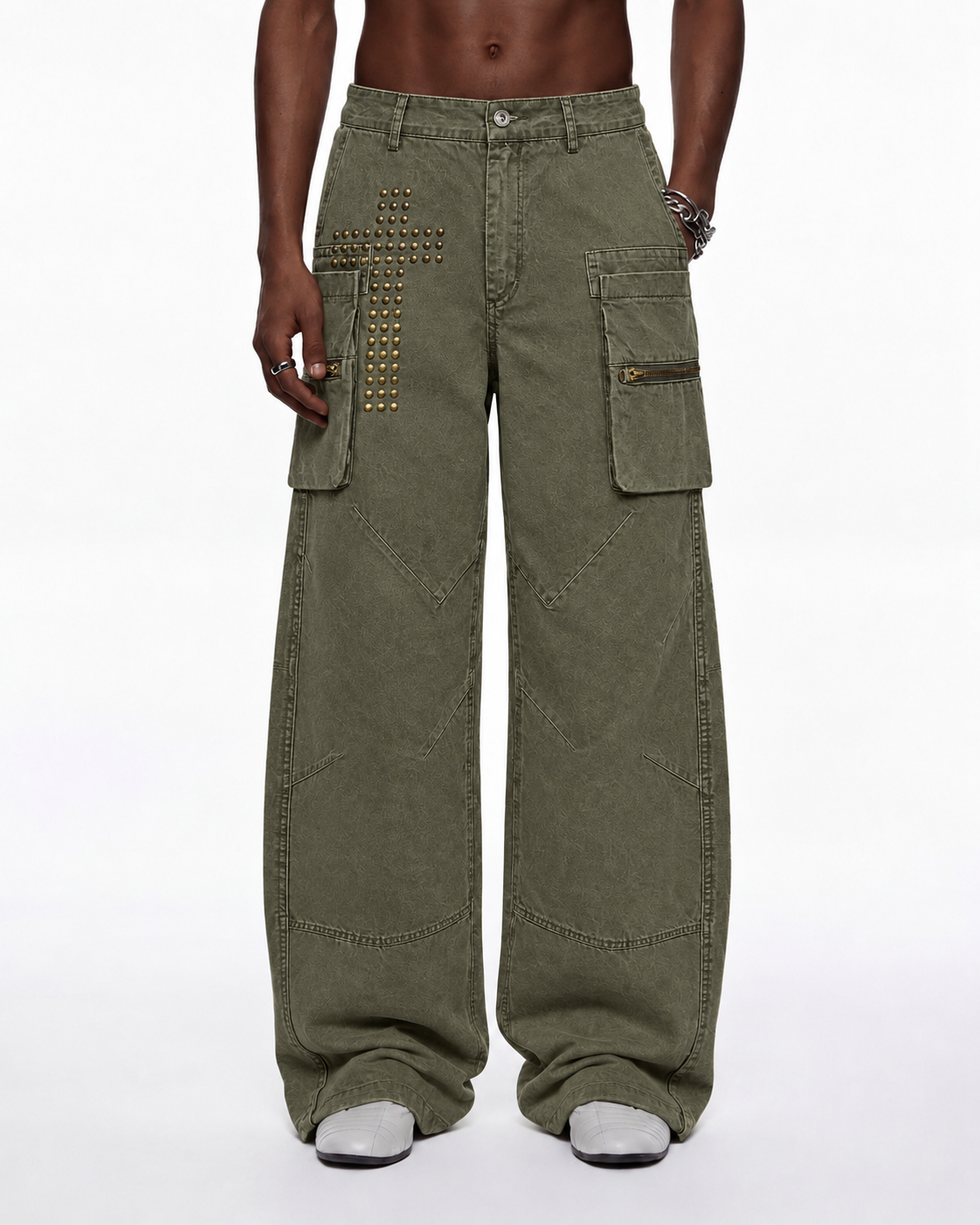 Patina Wide-Leg Jeans — Rust Wash